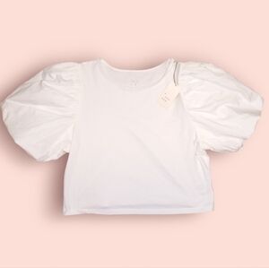 NWT a new day White Blouse w/ Accent Sleeves